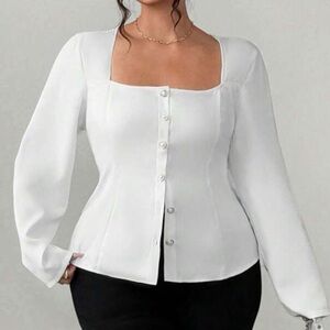 White Button-Up Blouse (NEW)